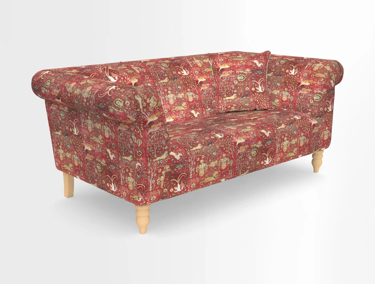 Exbury 3-seater sofa in Frond Stripe Large Storm with scatters in Frond All Over