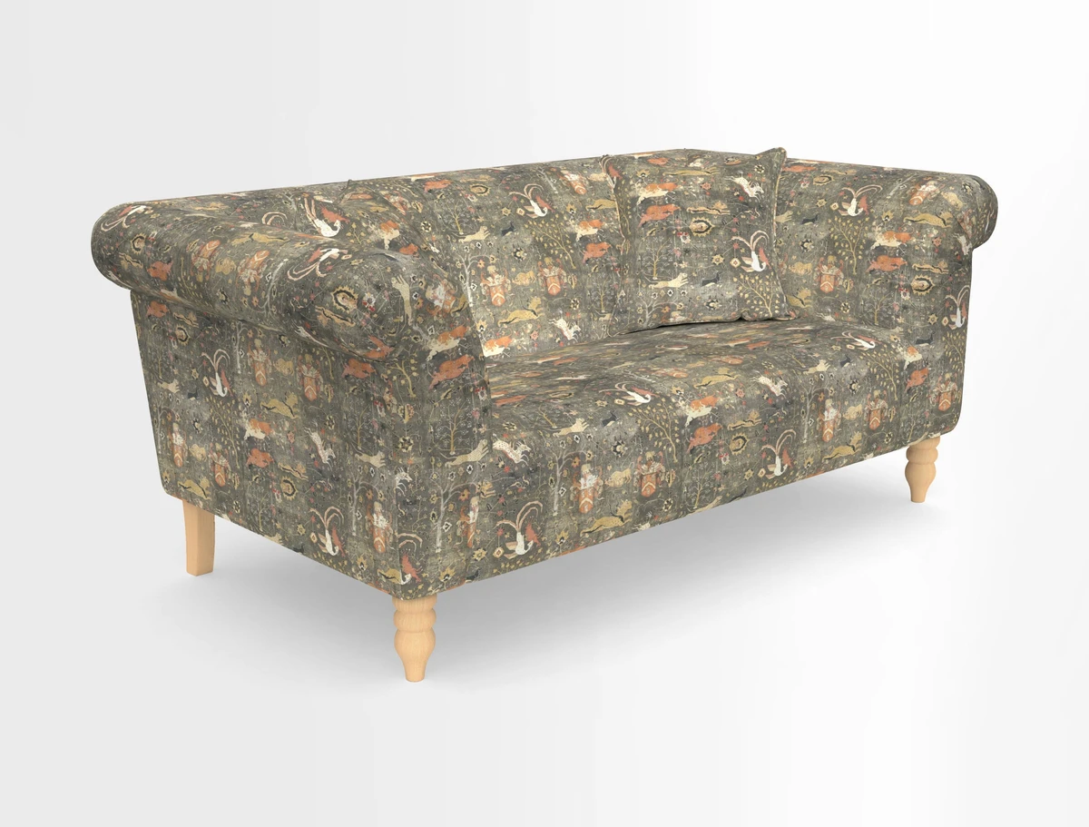 Exbury 3-seater sofa in Frond Stripe Large Storm with scatters in Frond All Over