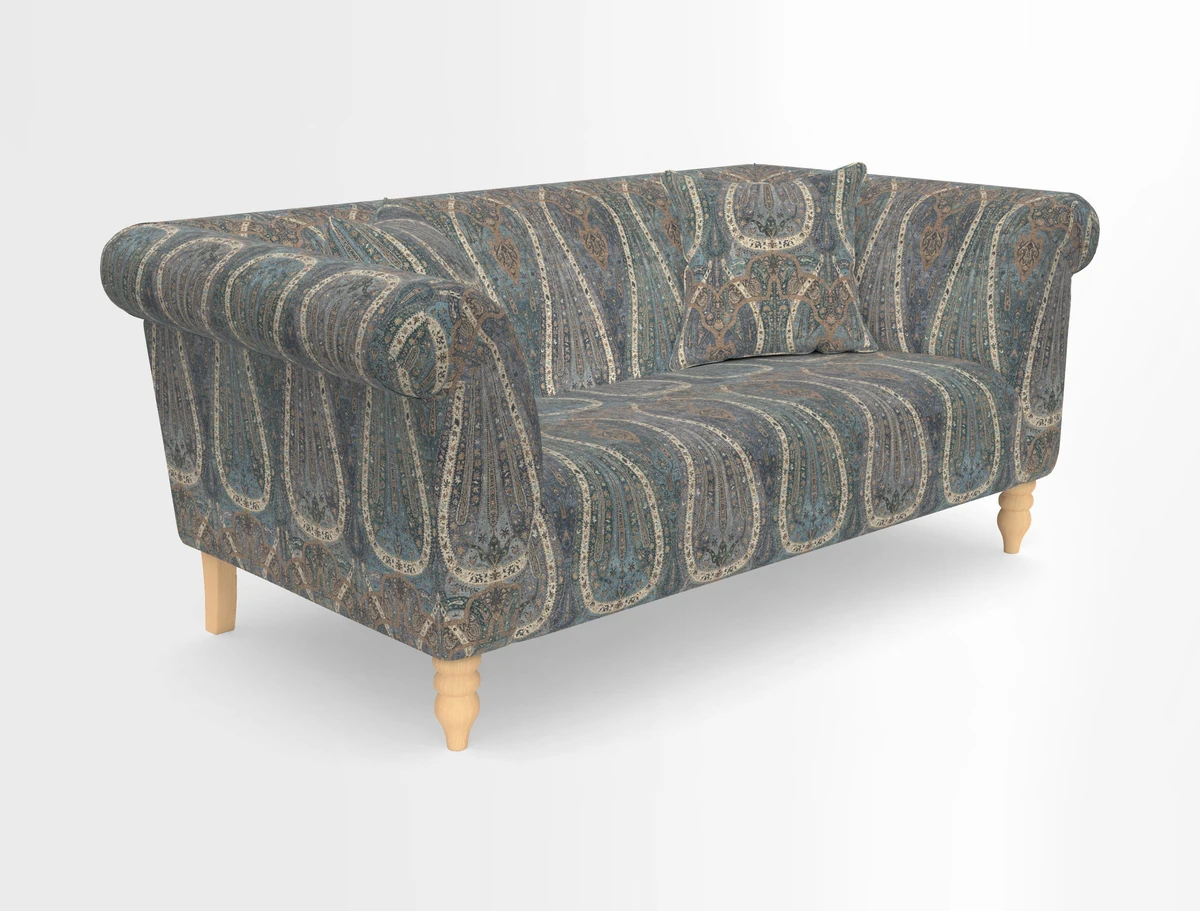 Exbury 3-seater sofa in Frond Stripe Large Storm with scatters in Frond All Over