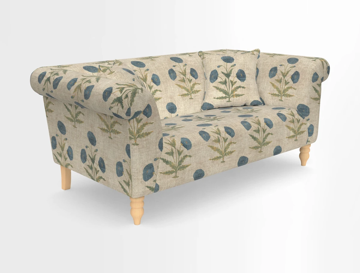 Exbury 3-seater sofa in Frond Stripe Large Storm with scatters in Frond All Over