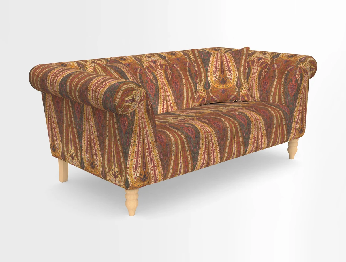 Exbury 3-seater sofa in Frond Stripe Large Storm with scatters in Frond All Over