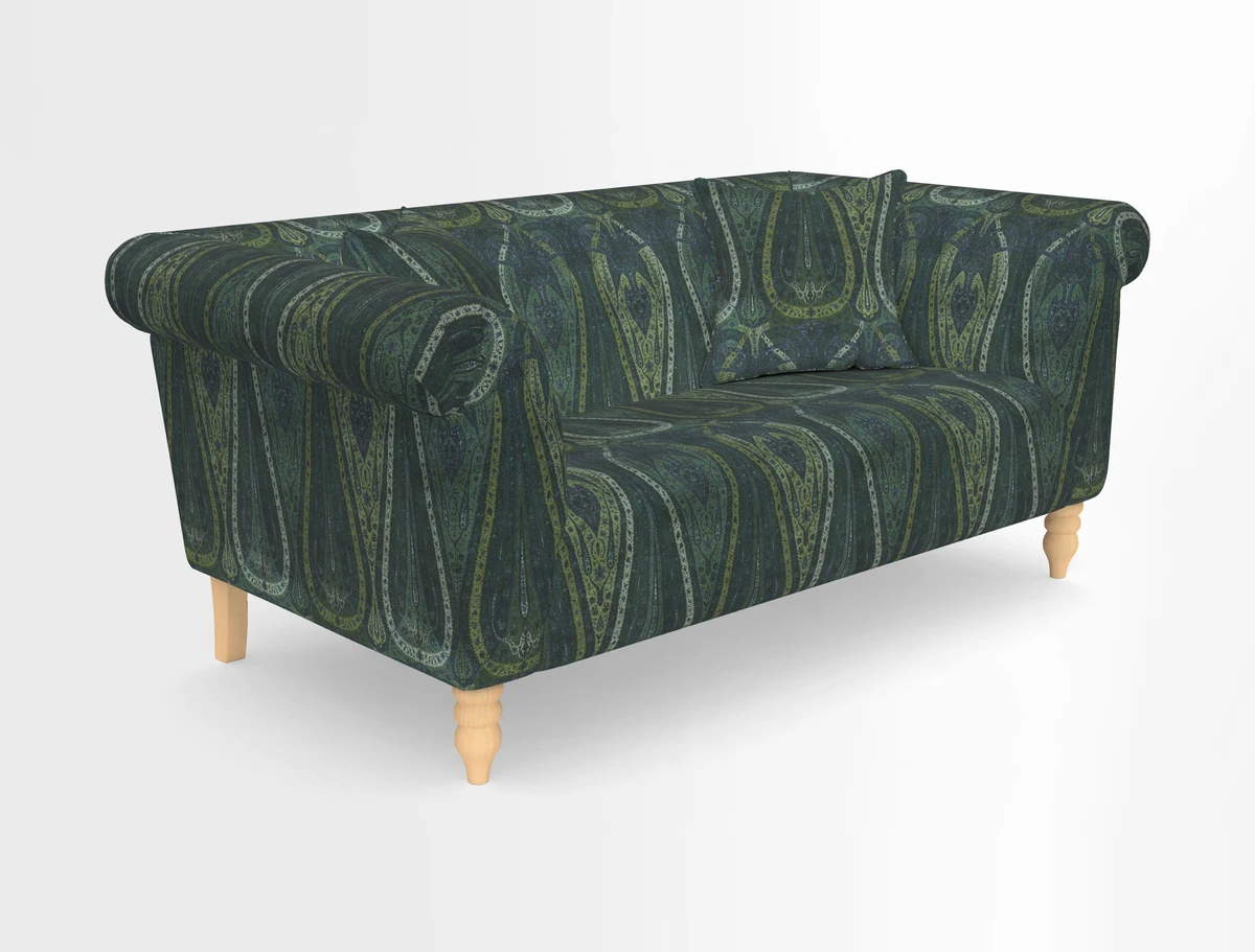 Exbury 3-seater sofa in Frond Stripe Large Storm with scatters in Frond All Over