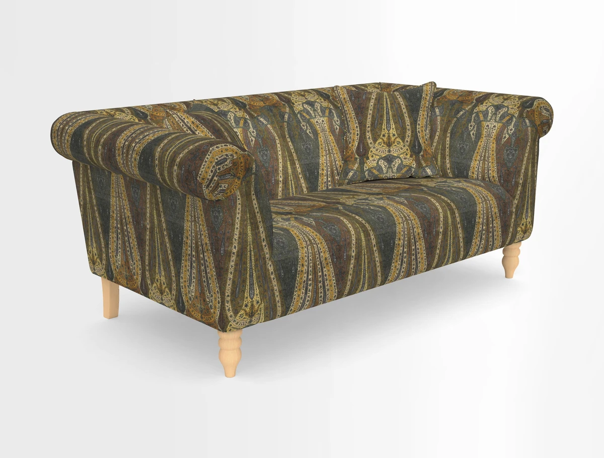 Exbury 3-seater sofa in Frond Stripe Large Storm with scatters in Frond All Over