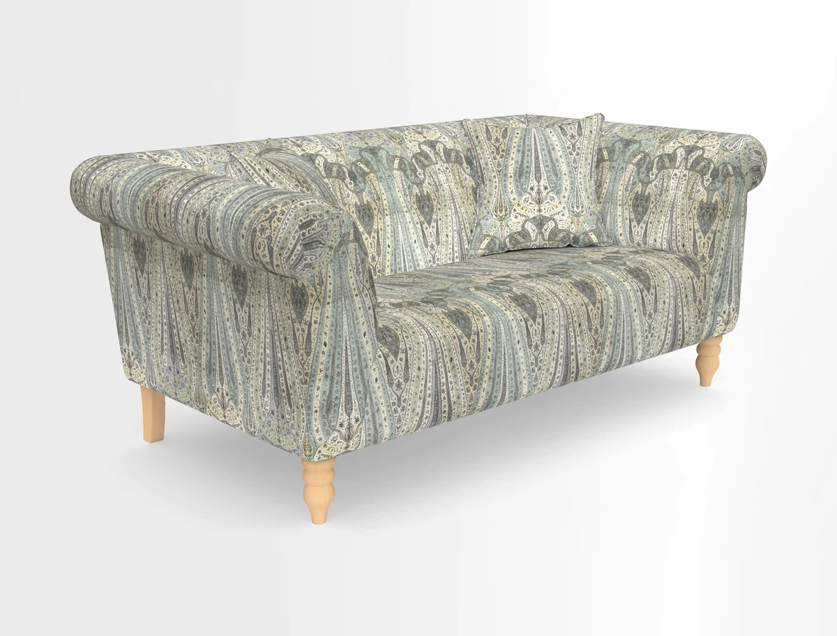 Exbury 3-seater sofa in Frond Stripe Large Storm with scatters in Frond All Over