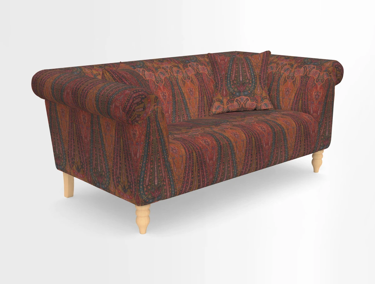 Exbury 3-seater sofa in Frond Stripe Large Storm with scatters in Frond All Over