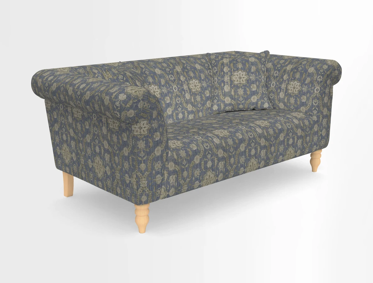 Exbury 3-seater sofa in Frond Stripe Large Storm with scatters in Frond All Over