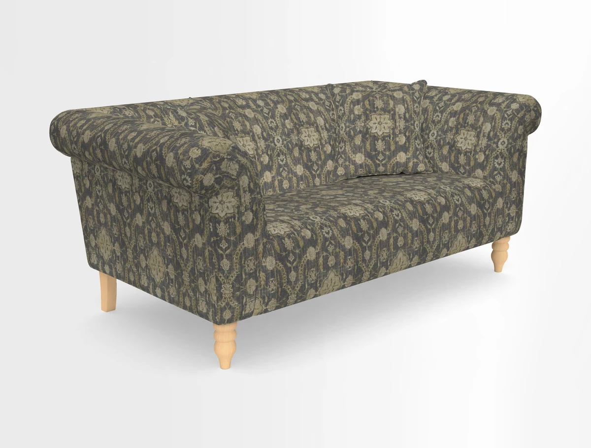 Exbury 3-seater sofa in Frond Stripe Large Storm with scatters in Frond All Over
