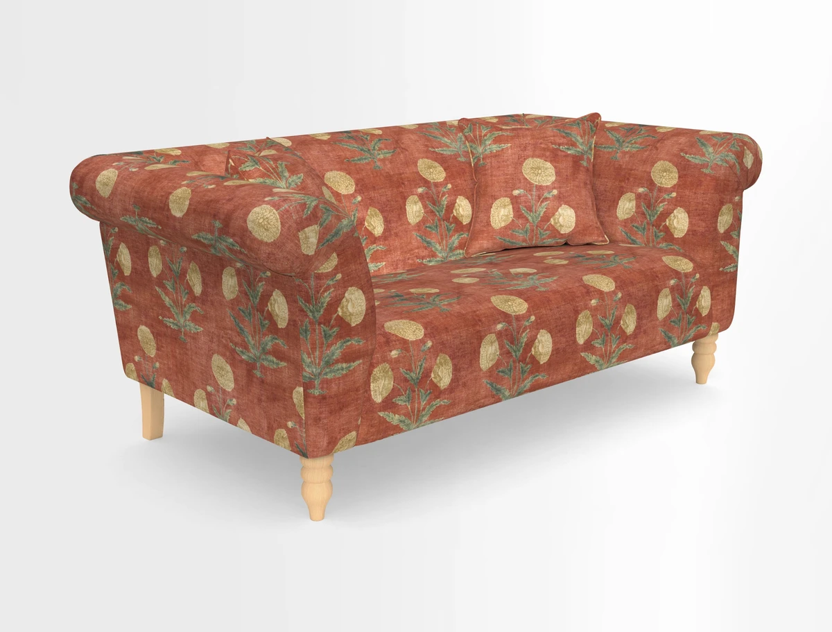 Exbury 3-seater sofa in Frond Stripe Large Storm with scatters in Frond All Over