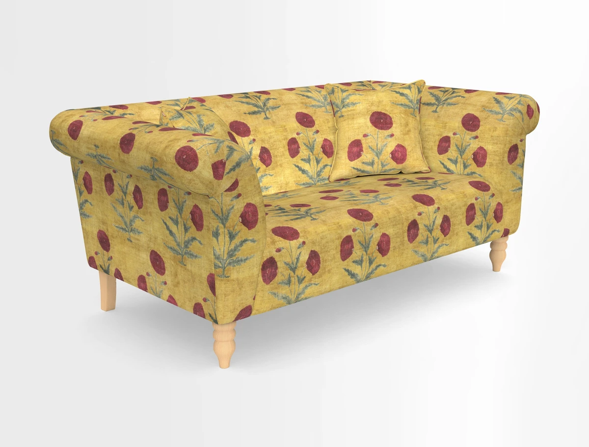 Exbury 3-seater sofa in Frond Stripe Large Storm with scatters in Frond All Over