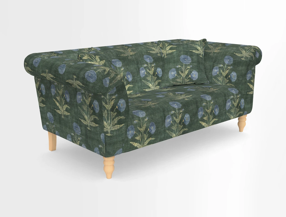Exbury 3-seater sofa in Frond Stripe Large Storm with scatters in Frond All Over