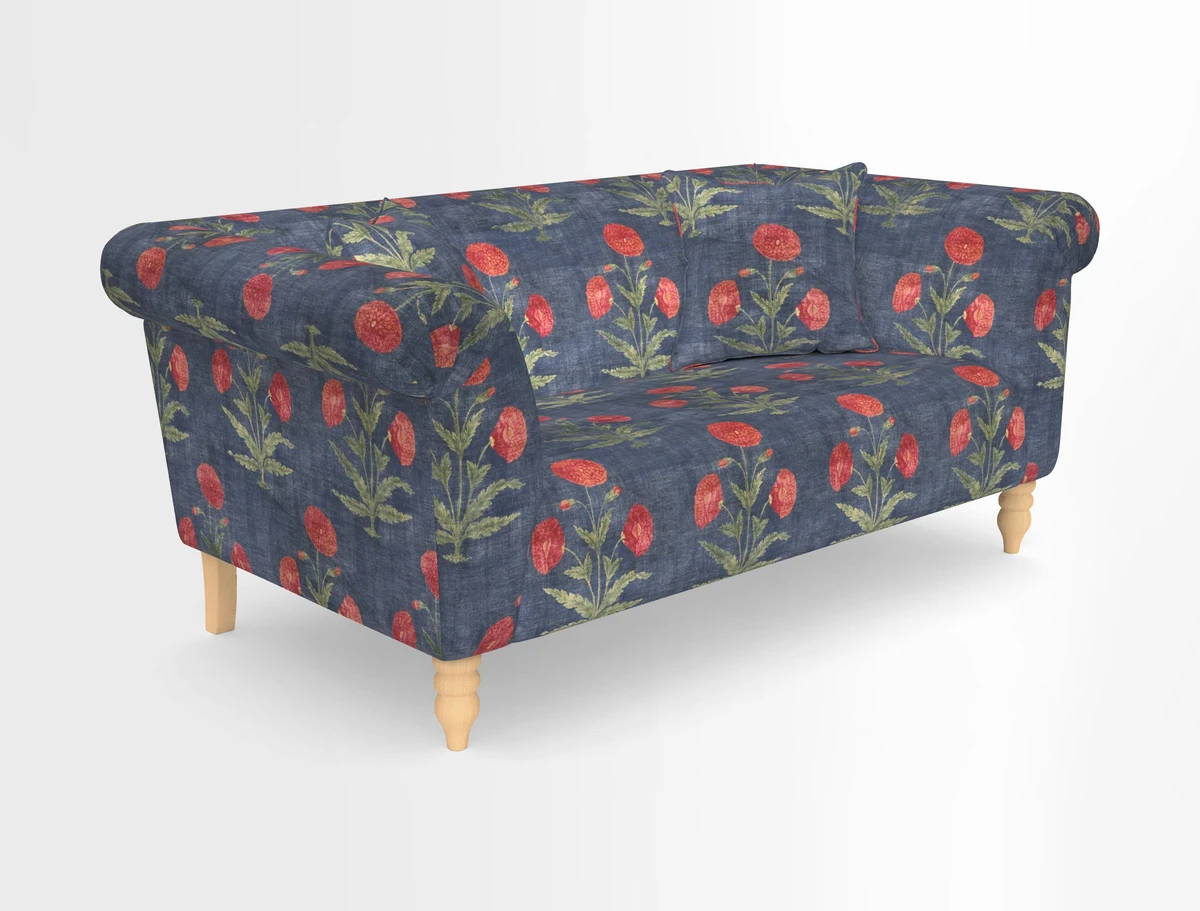 Exbury 3-seater sofa in Frond Stripe Large Storm with scatters in Frond All Over