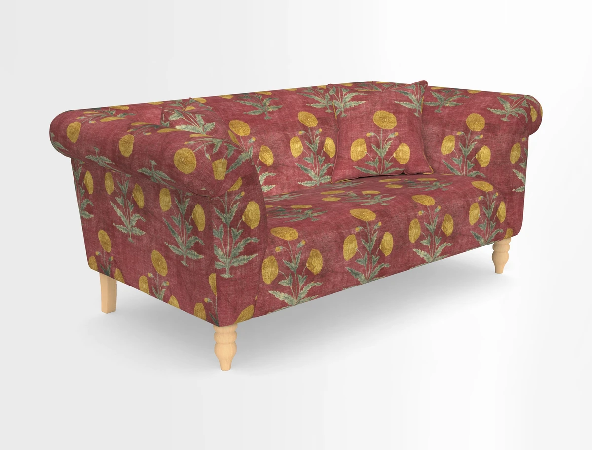 Exbury 3-seater sofa in Frond Stripe Large Storm with scatters in Frond All Over