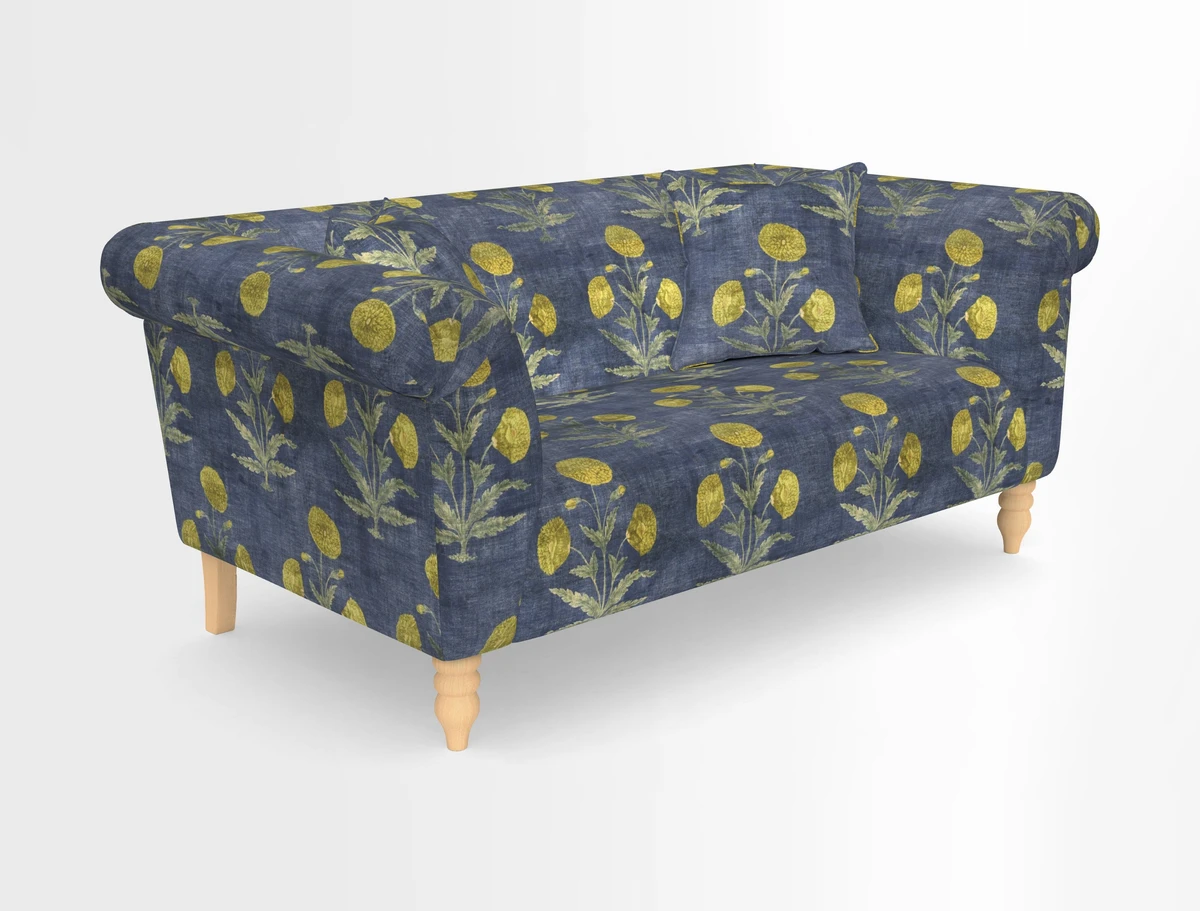 Exbury 3-seater sofa in Frond Stripe Large Storm with scatters in Frond All Over