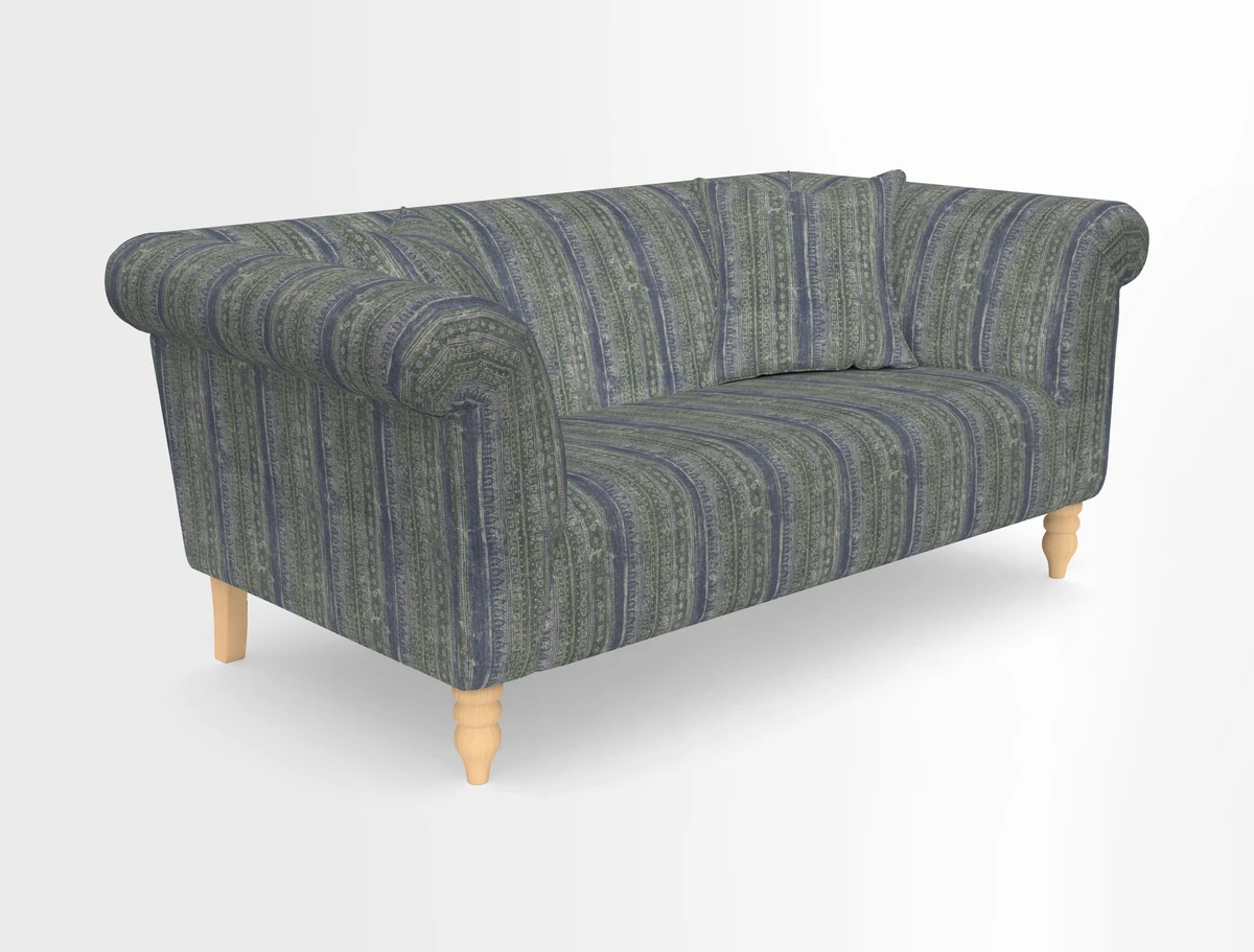 Exbury 3-seater sofa in Frond Stripe Large Storm with scatters in Frond All Over