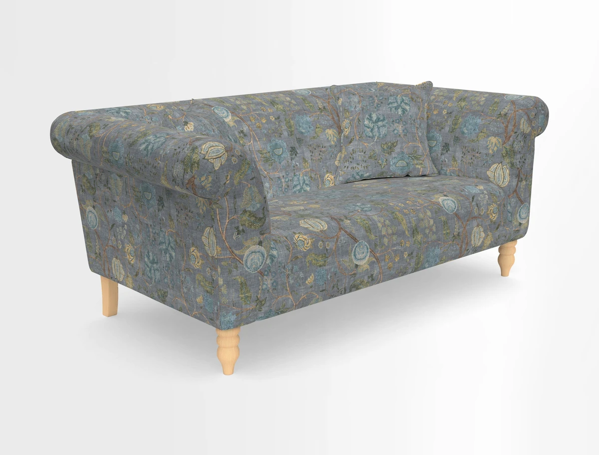 Exbury 3-seater sofa in Frond Stripe Large Storm with scatters in Frond All Over