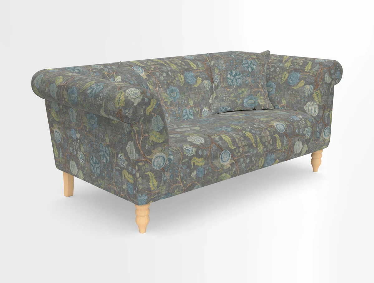 Exbury 3-seater sofa in Frond Stripe Large Storm with scatters in Frond All Over