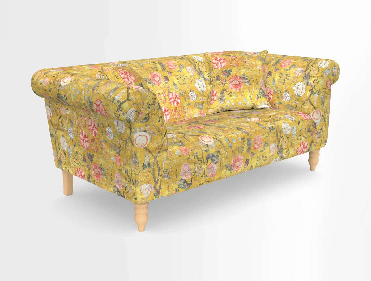 Exbury 3-seater sofa in Frond Stripe Large Storm with scatters in Frond All Over