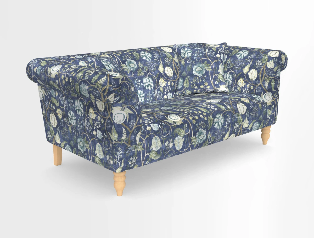 Exbury 3-seater sofa in Frond Stripe Large Storm with scatters in Frond All Over
