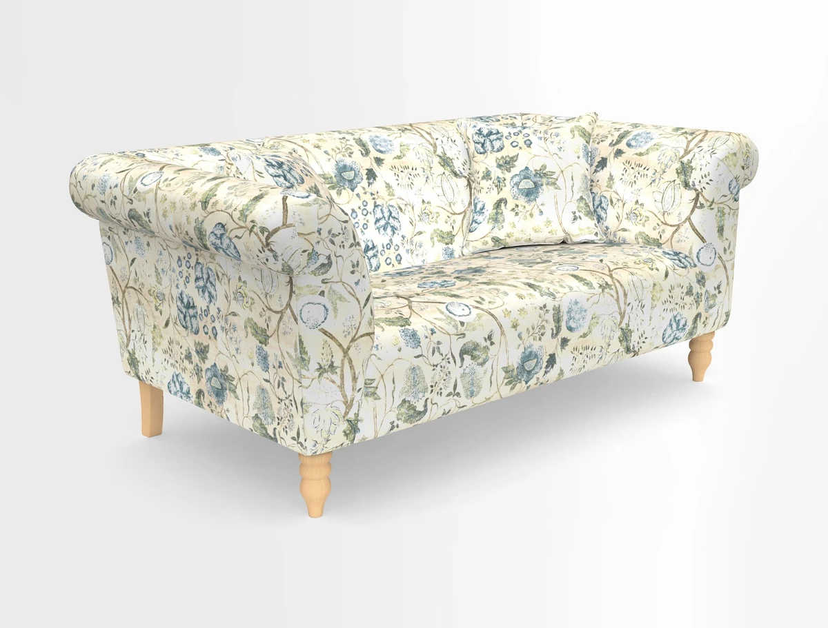 Exbury 3-seater sofa in Frond Stripe Large Storm with scatters in Frond All Over