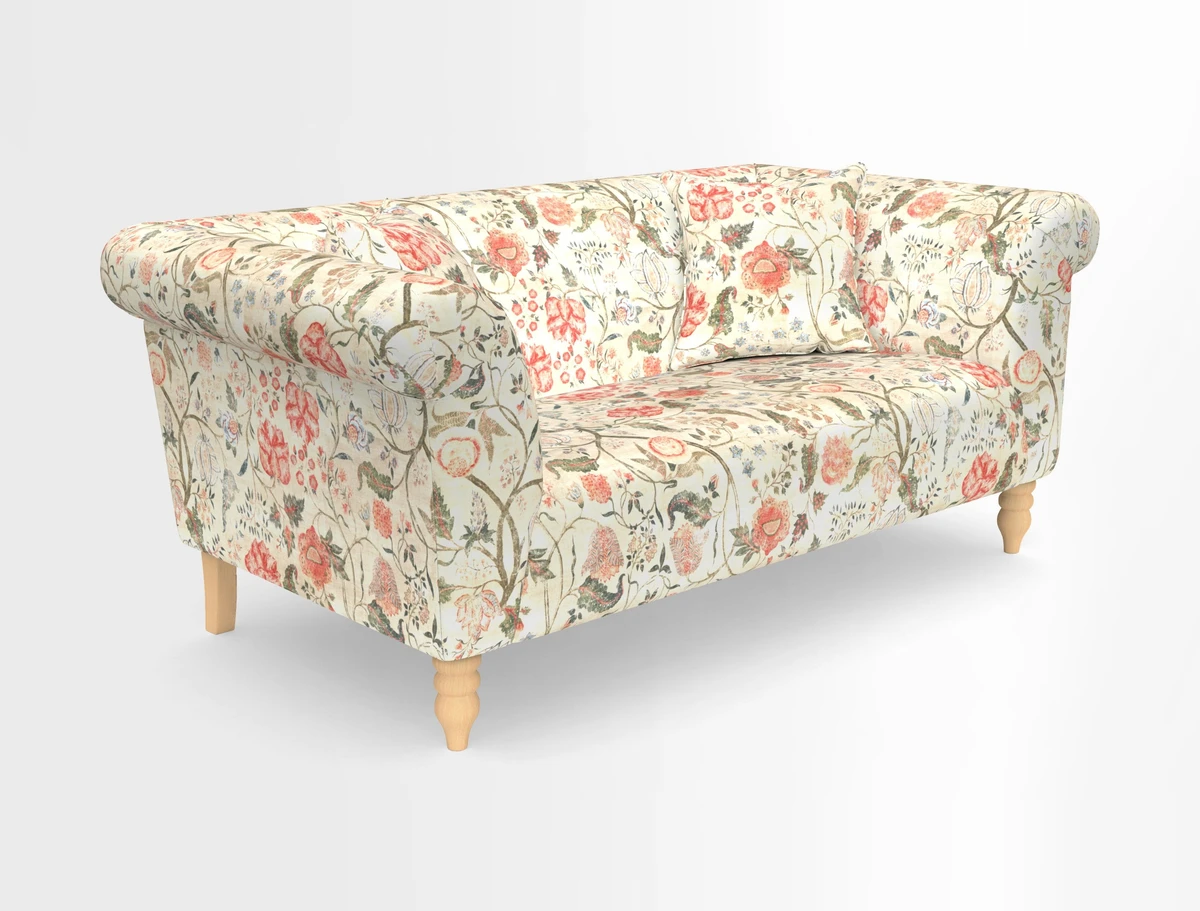 Exbury 3-seater sofa in Frond Stripe Large Storm with scatters in Frond All Over