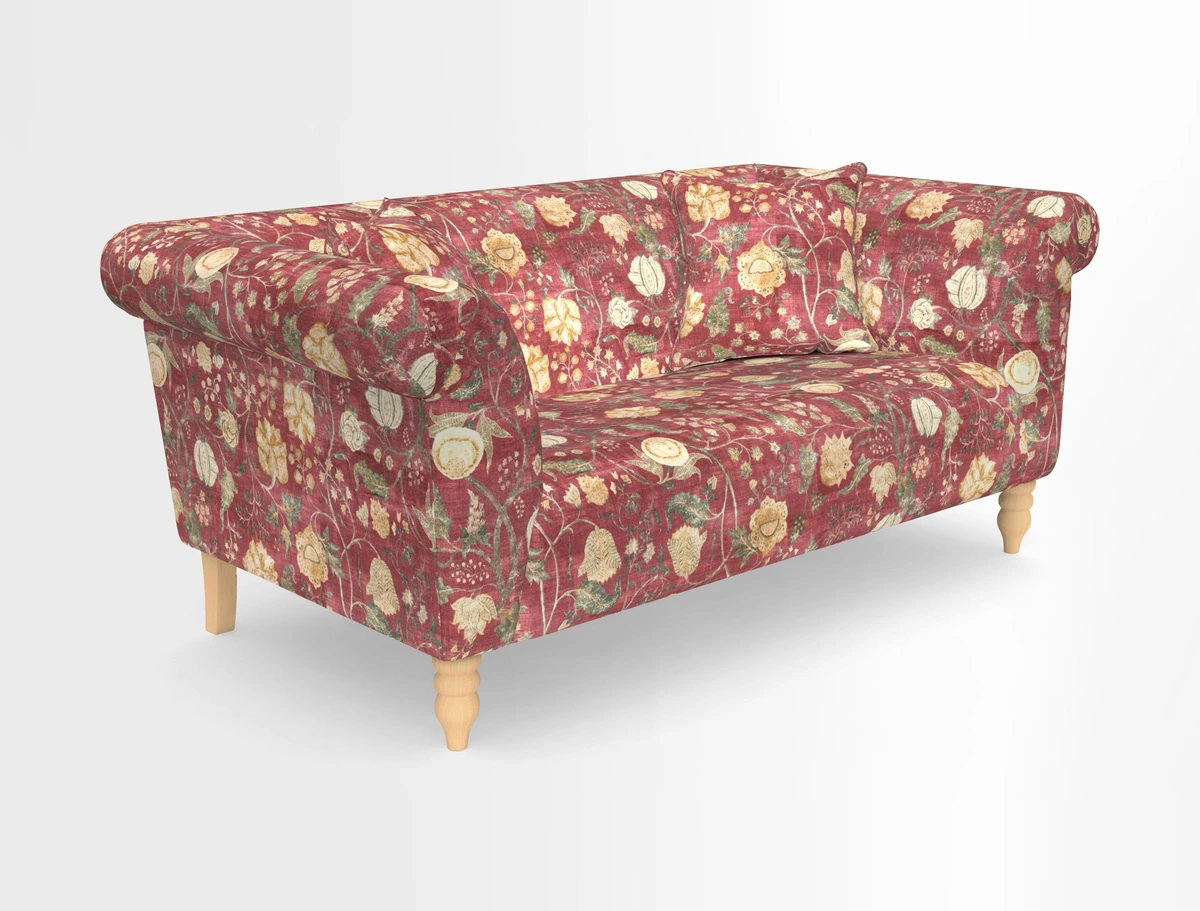 Exbury 3-seater sofa in Frond Stripe Large Storm with scatters in Frond All Over