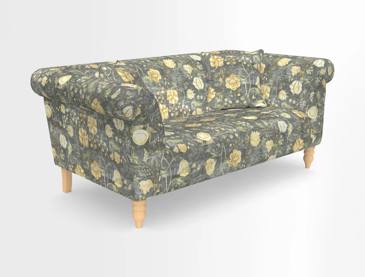 Exbury 3-seater sofa in Frond Stripe Large Storm with scatters in Frond All Over