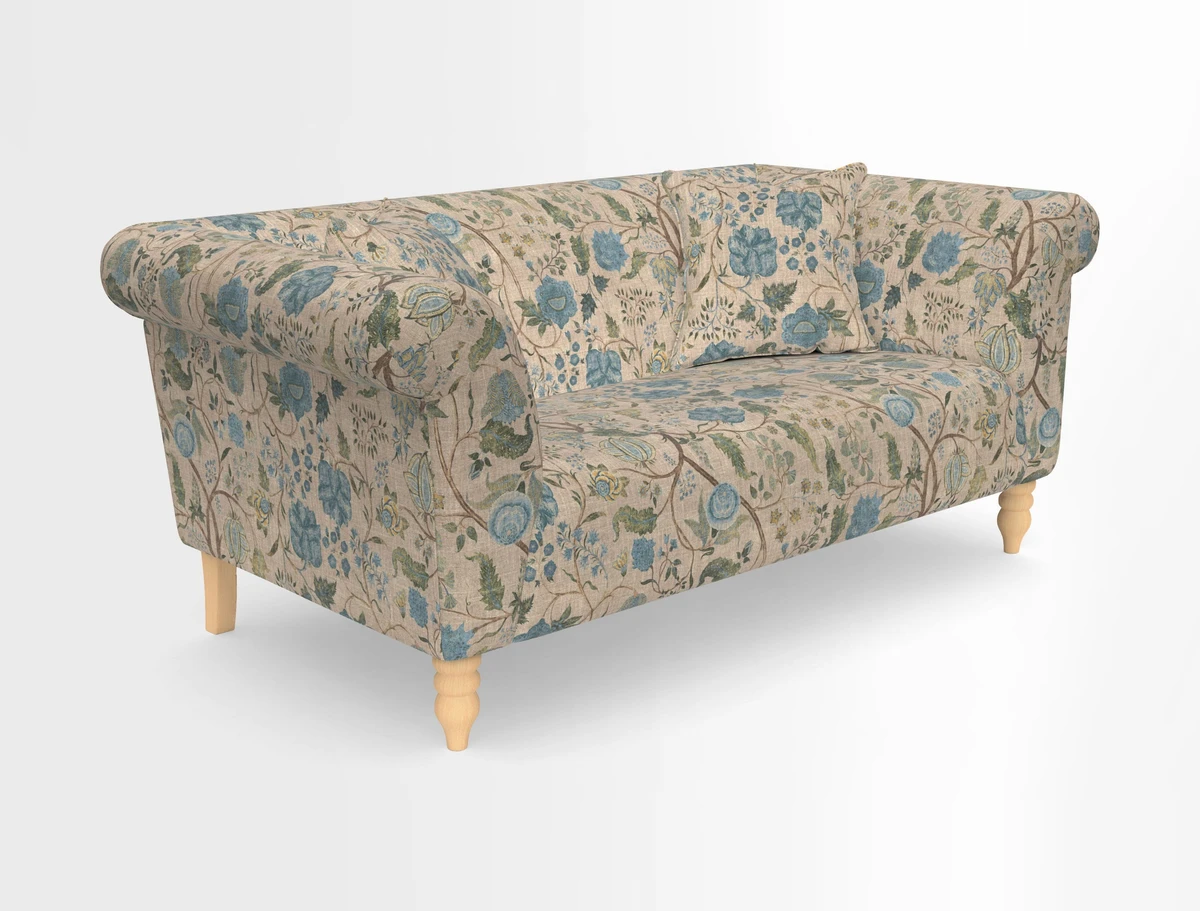 Exbury 3-seater sofa in Frond Stripe Large Storm with scatters in Frond All Over