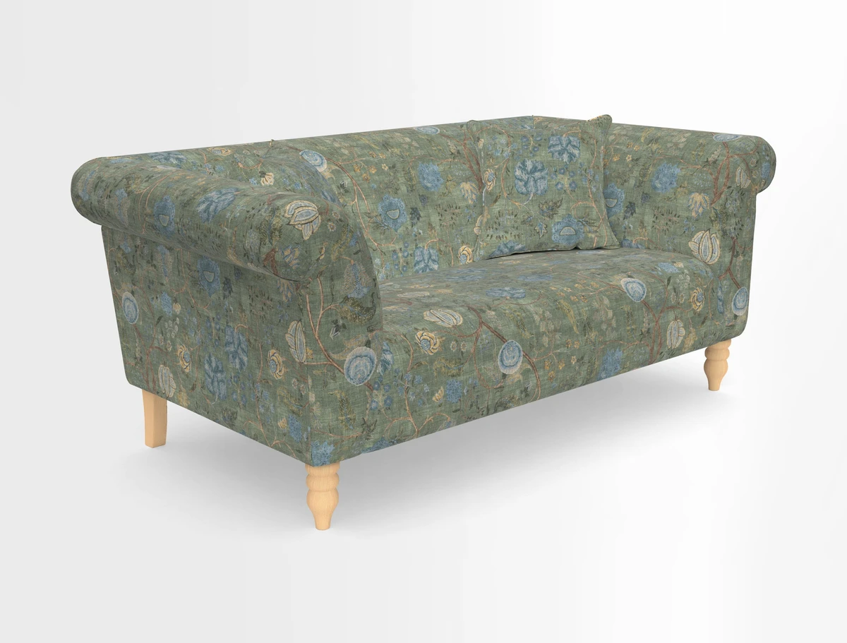 Exbury 3-seater sofa in Frond Stripe Large Storm with scatters in Frond All Over