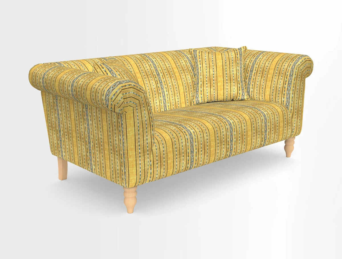 Exbury 3-seater sofa in Frond Stripe Large Storm with scatters in Frond All Over