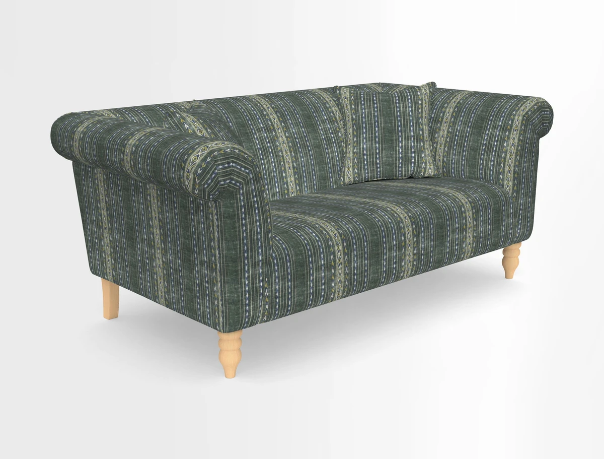 Exbury 3-seater sofa in Frond Stripe Large Storm with scatters in Frond All Over