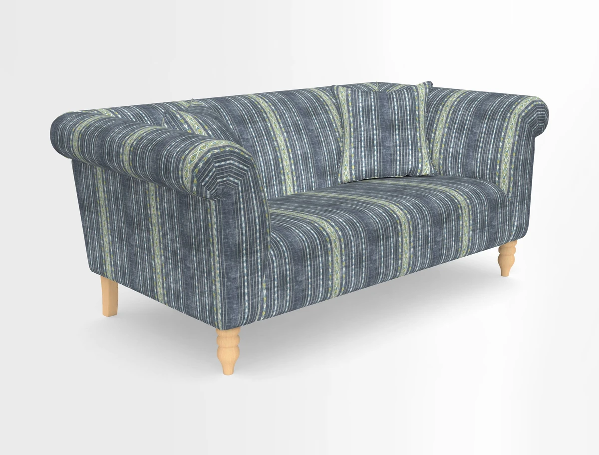 Exbury 3-seater sofa in Frond Stripe Large Storm with scatters in Frond All Over