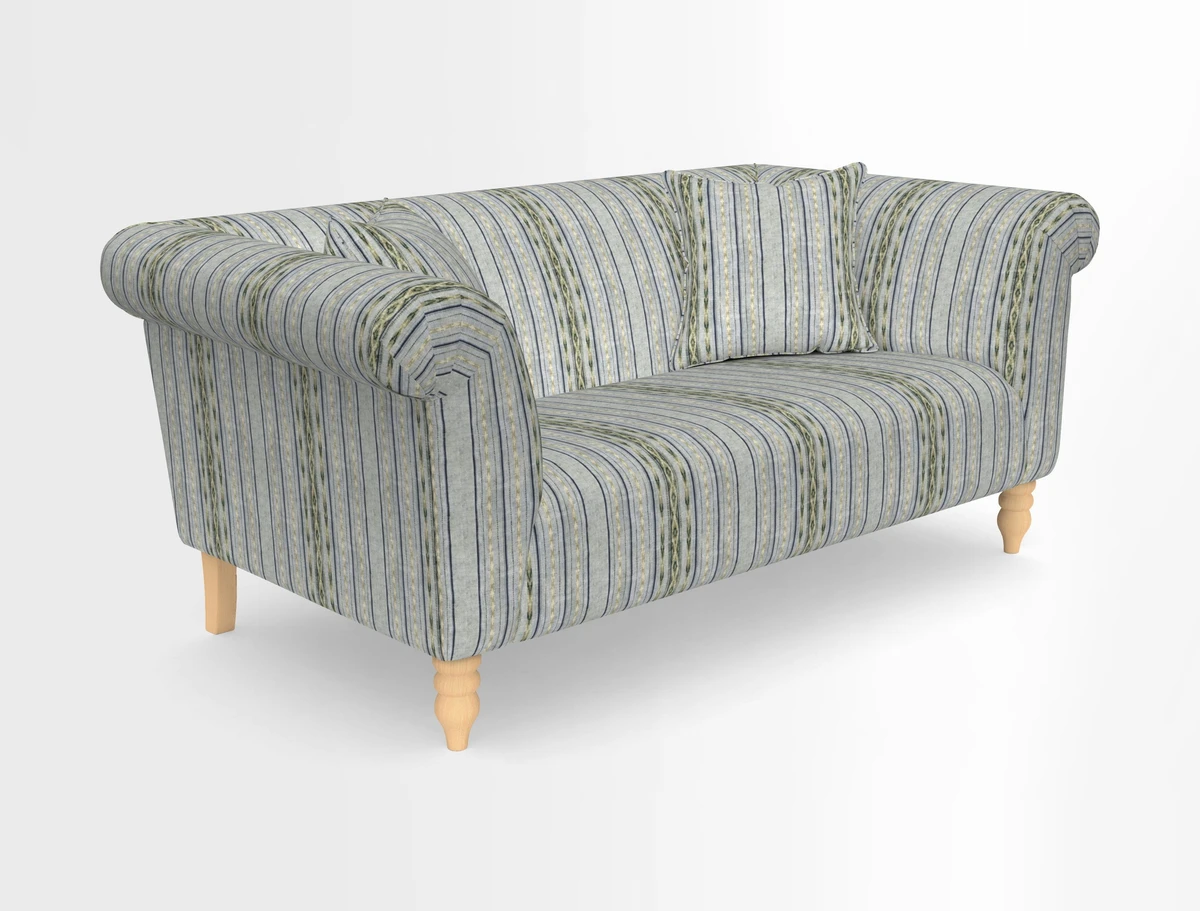 Exbury 3-seater sofa in Frond Stripe Large Storm with scatters in Frond All Over