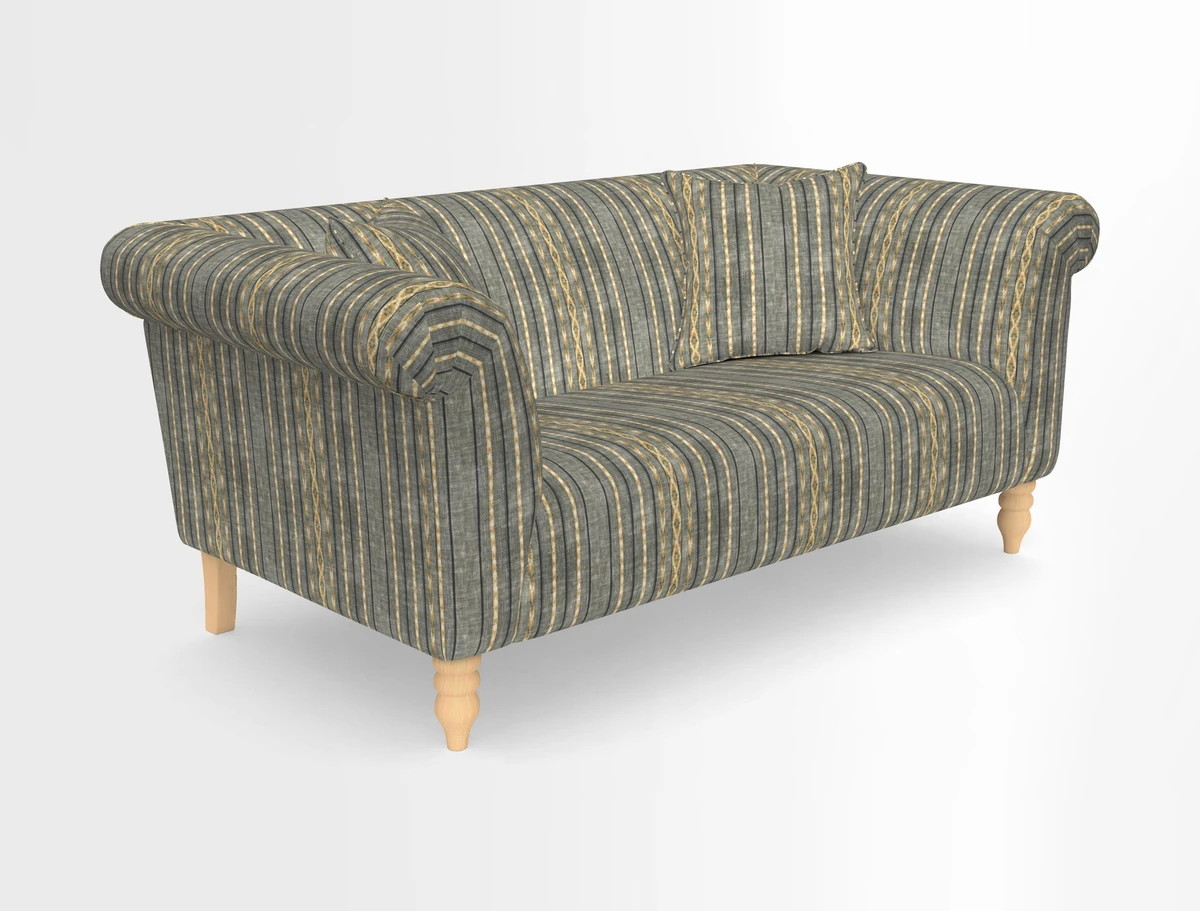 Exbury 3-seater sofa in Frond Stripe Large Storm with scatters in Frond All Over