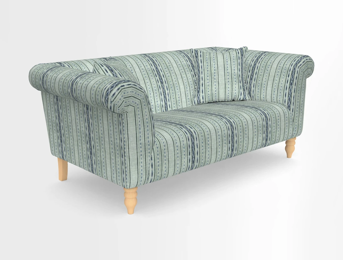 Exbury 3-seater sofa in Frond Stripe Large Storm with scatters in Frond All Over
