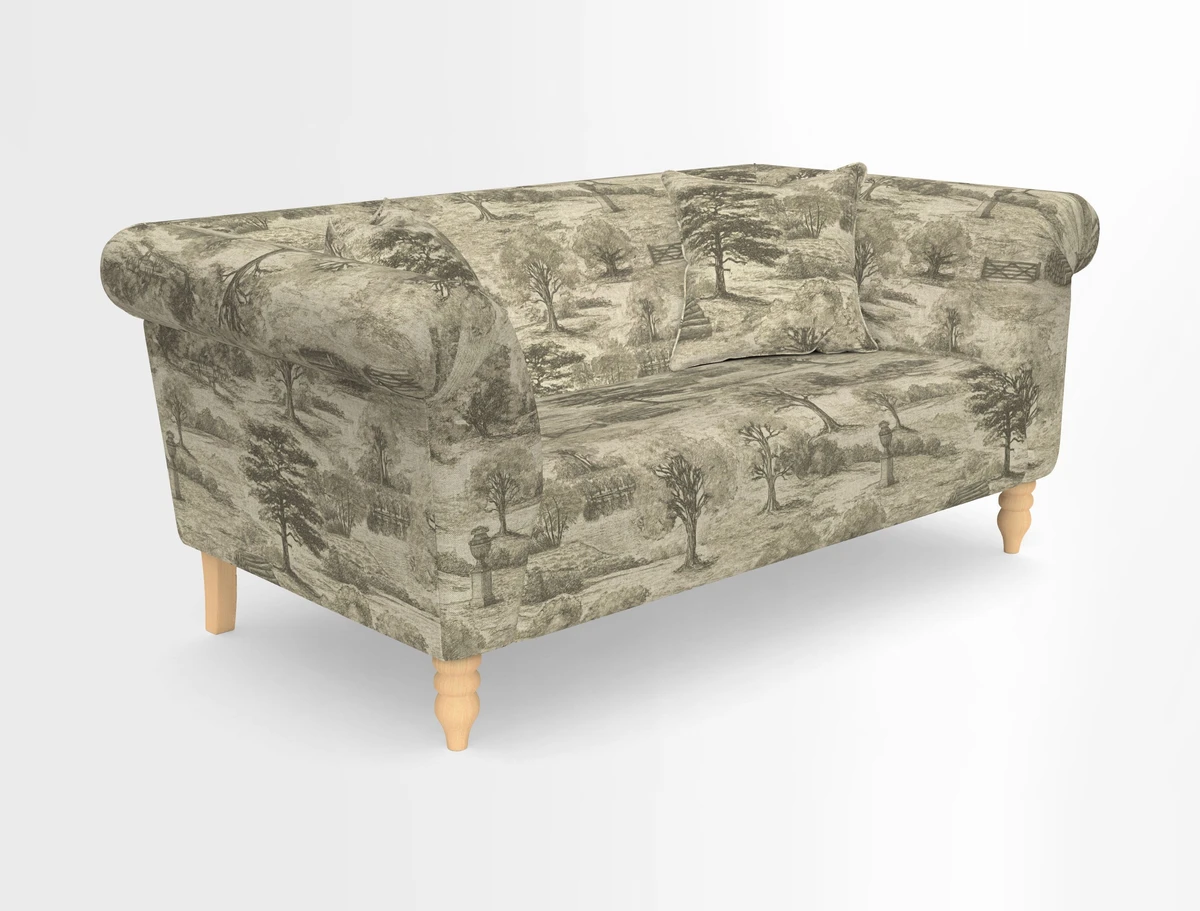 Exbury 3-seater sofa in Frond Stripe Large Storm with scatters in Frond All Over