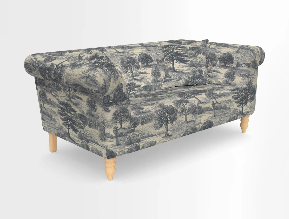 Exbury 3-seater sofa in Frond Stripe Large Storm with scatters in Frond All Over