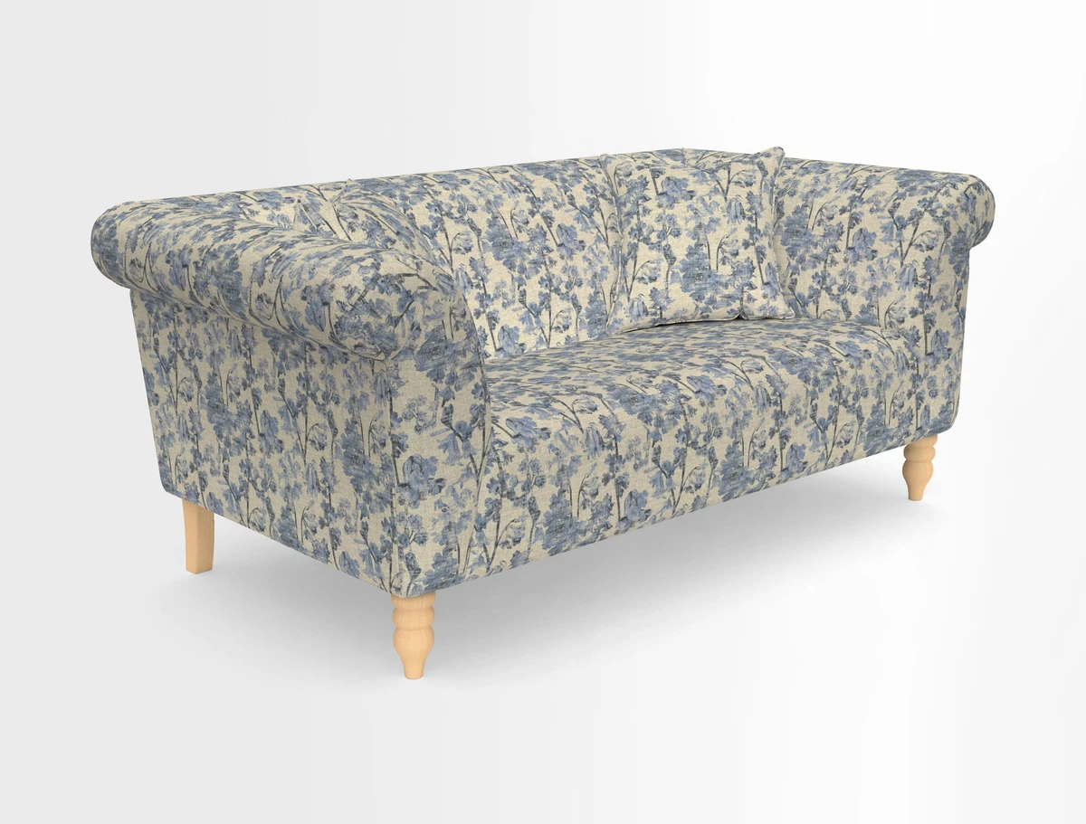 Exbury 3-seater sofa in Frond Stripe Large Storm with scatters in Frond All Over
