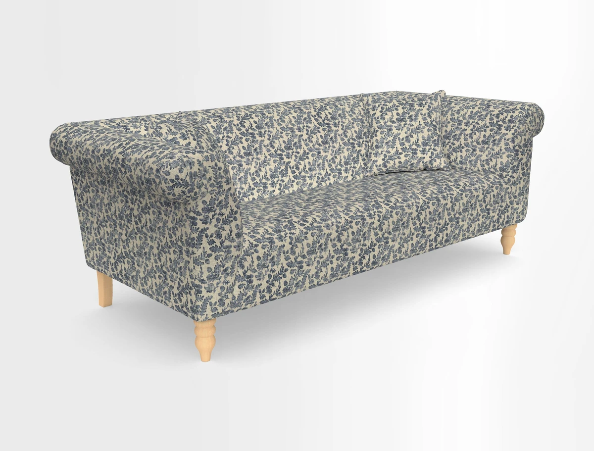 Exbury 3-seater sofa in Frond Stripe Large Storm with scatters in Frond All Over
