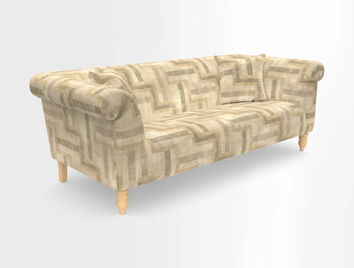 Exbury 3-seater sofa in Frond Stripe Large Storm with scatters in Frond All Over
