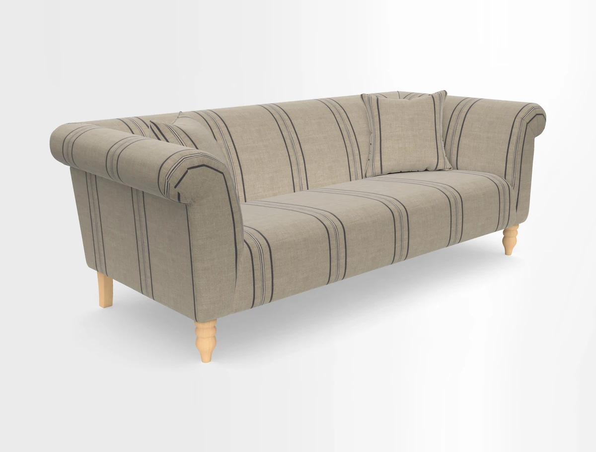 Exbury 3-seater sofa in Frond Stripe Large Storm with scatters in Frond All Over