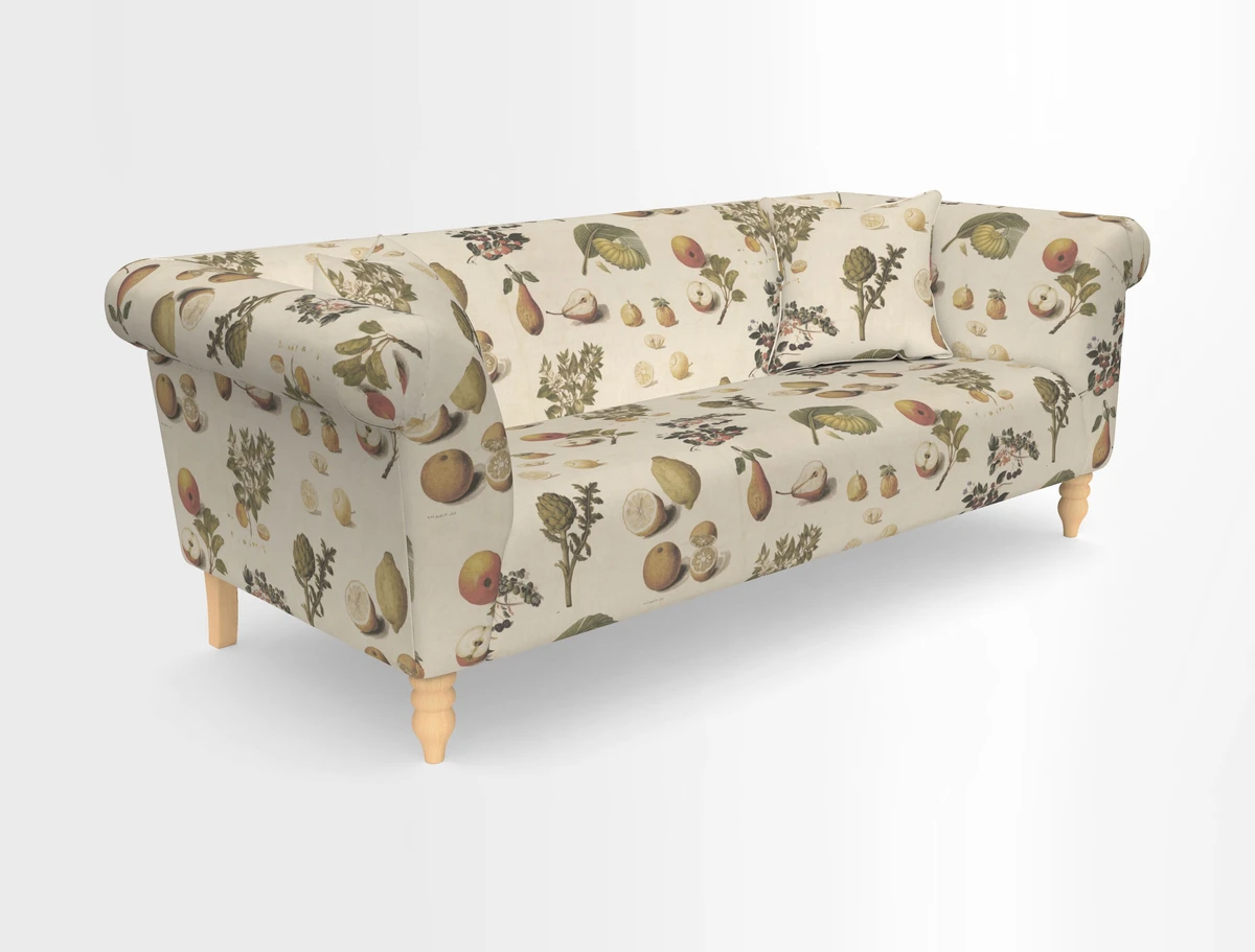 Exbury 3-seater sofa in Frond Stripe Large Storm with scatters in Frond All Over