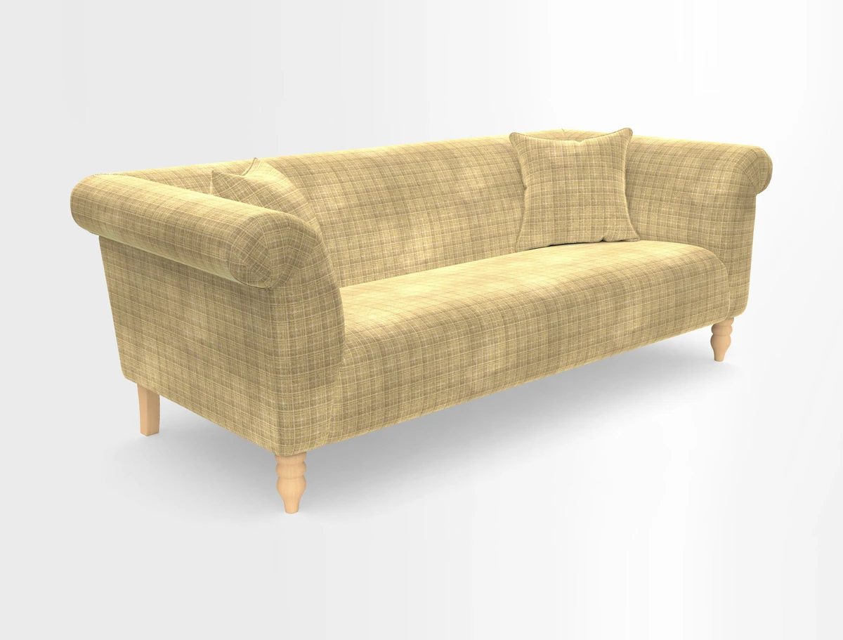 Exbury 3-seater sofa in Frond Stripe Large Storm with scatters in Frond All Over