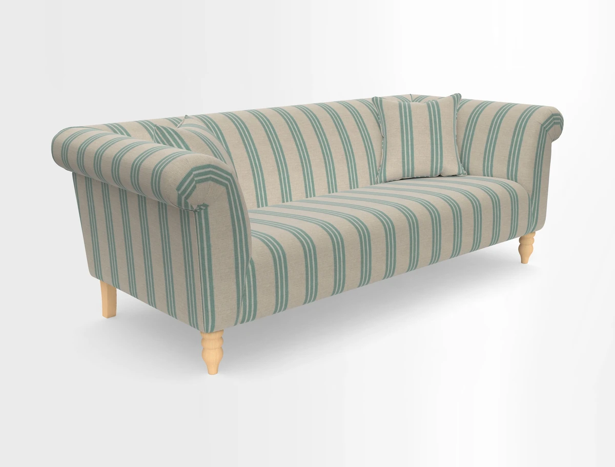 Exbury 3-seater sofa in Frond Stripe Large Storm with scatters in Frond All Over