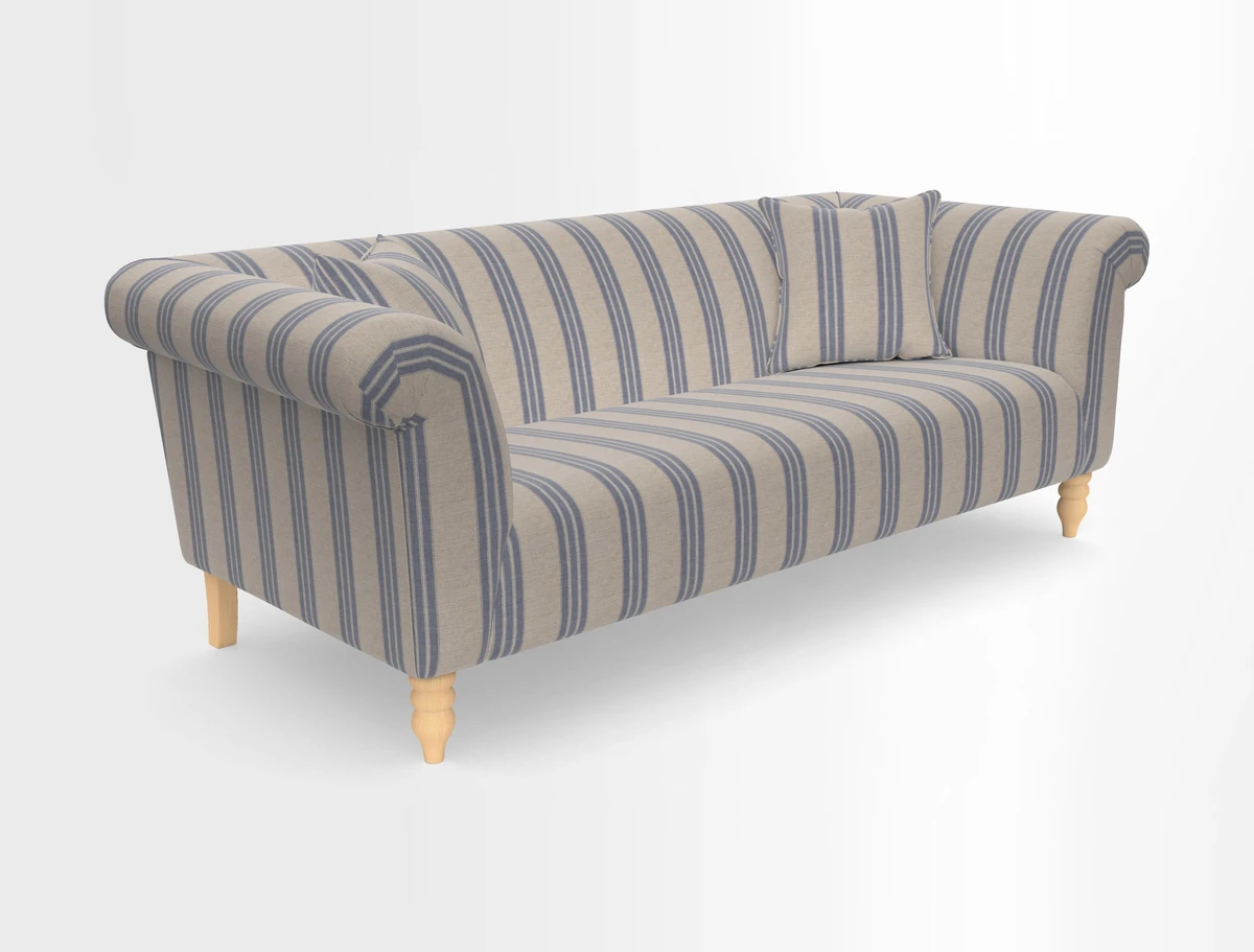 Exbury 3-seater sofa in Frond Stripe Large Storm with scatters in Frond All Over