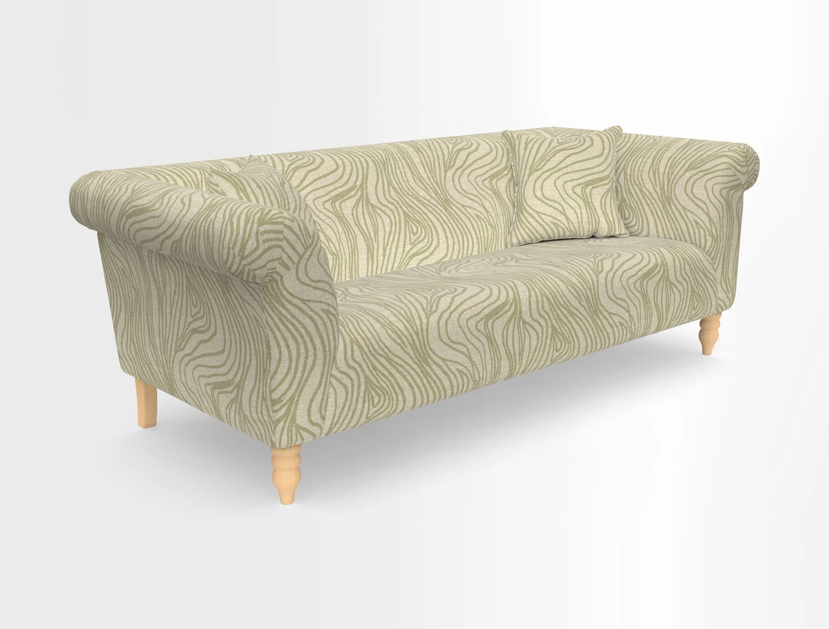Exbury 3-seater sofa in Frond Stripe Large Storm with scatters in Frond All Over