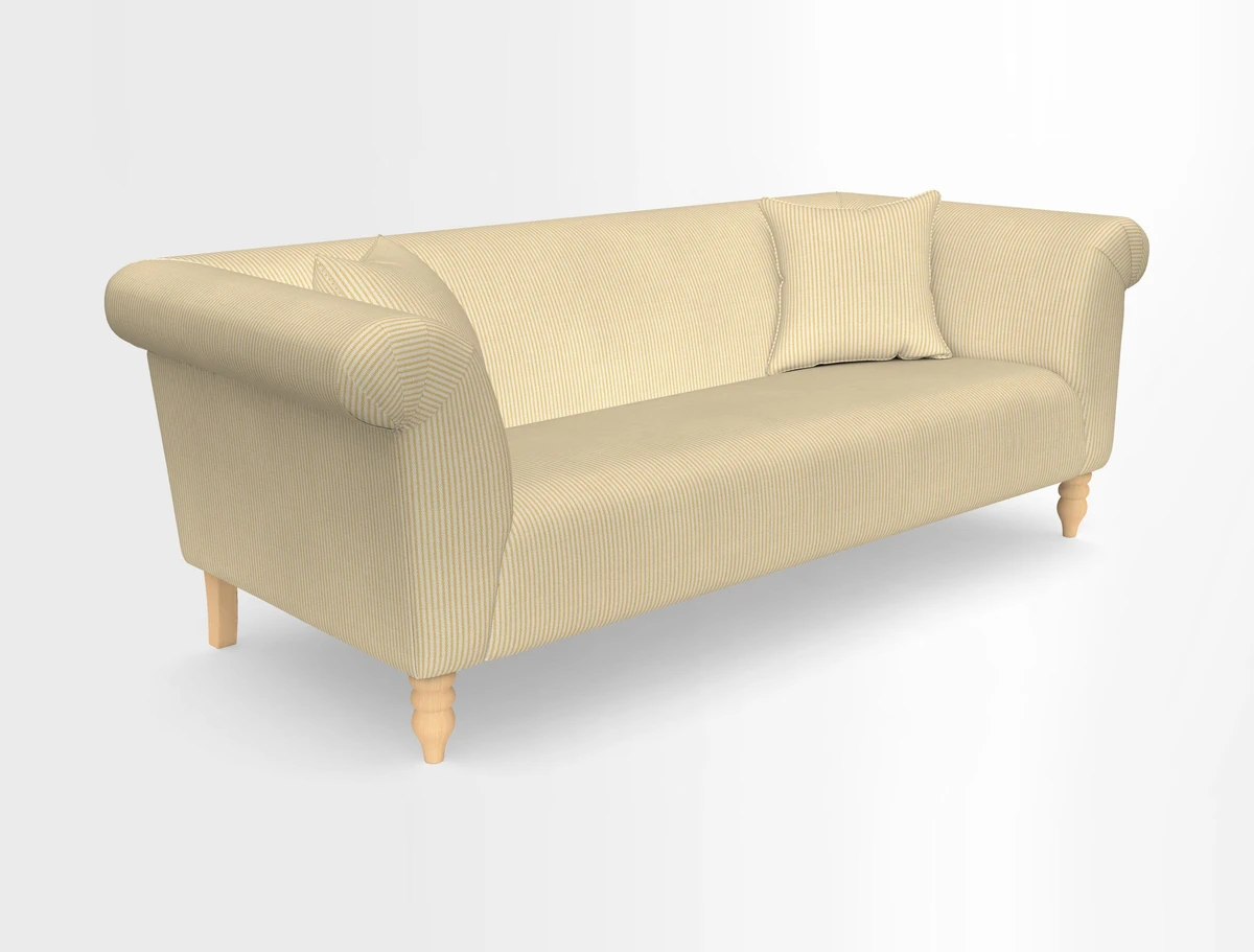 Exbury 3-seater sofa in Frond Stripe Large Storm with scatters in Frond All Over