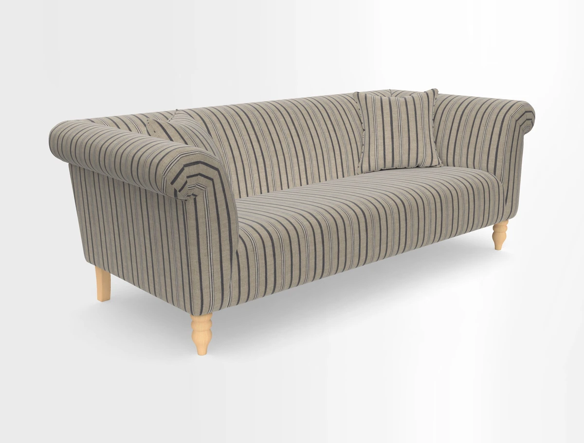 Exbury 3-seater sofa in Frond Stripe Large Storm with scatters in Frond All Over