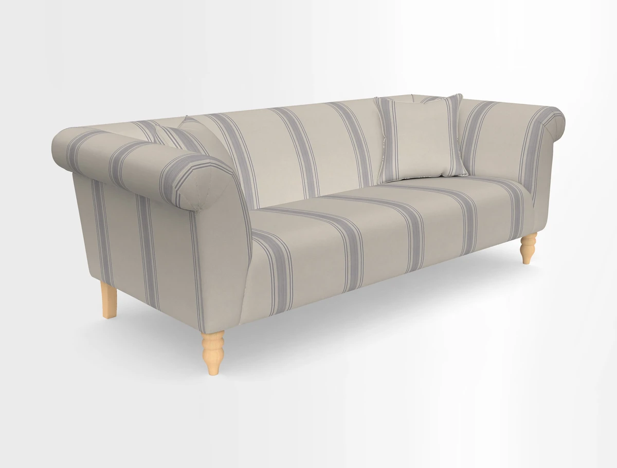 Exbury 3-seater sofa in Frond Stripe Large Storm with scatters in Frond All Over