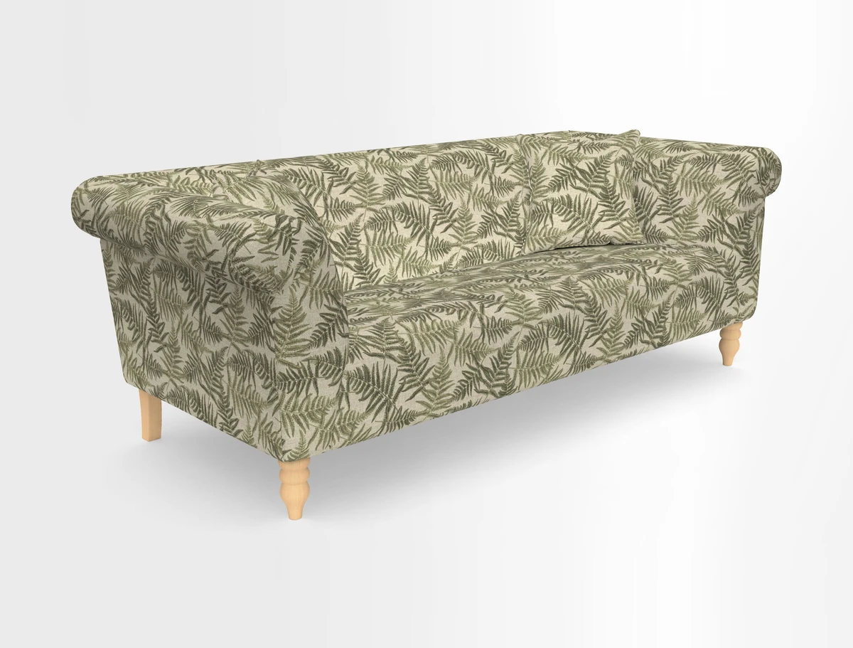 Exbury 3-seater sofa in Frond Stripe Large Storm with scatters in Frond All Over