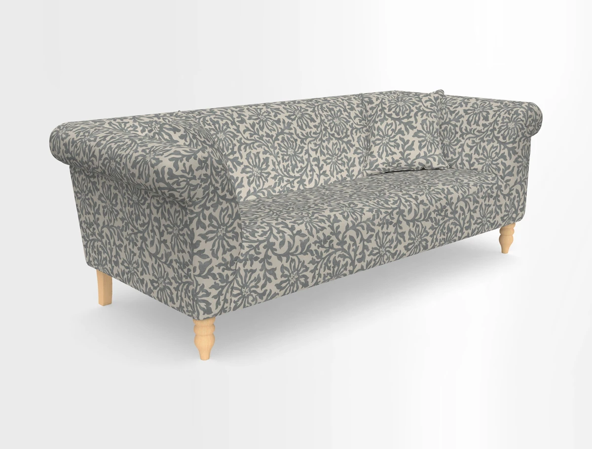 Exbury 3-seater sofa in Frond Stripe Large Storm with scatters in Frond All Over